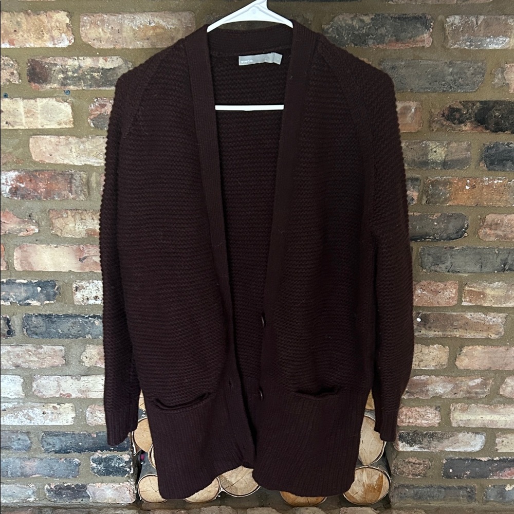 Vince Men's Dark Brown Cardigan Sweater